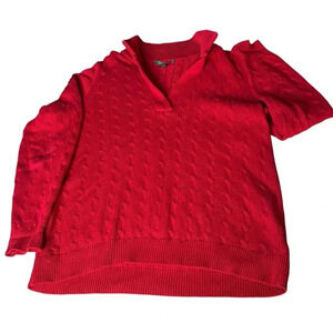 Ralph Lauren Women’s Red chunky cable knit  sweater. Old money,   Size 1x.